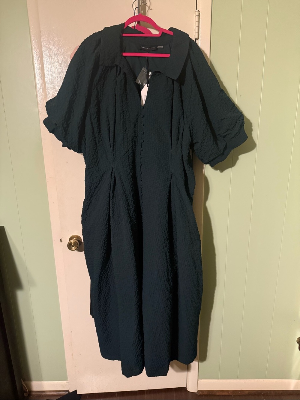 English Factory Puff Sleeve Textured Midi Dress NWT 3X